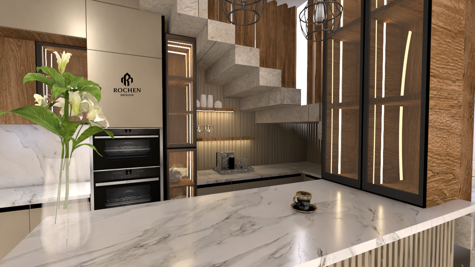 Contemporary Luxury Villa Kitchen Interior Design Project - Image 4