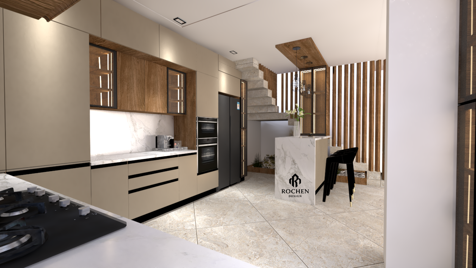 Contemporary Luxury Villa Kitchen Interior Design Project - Image 7